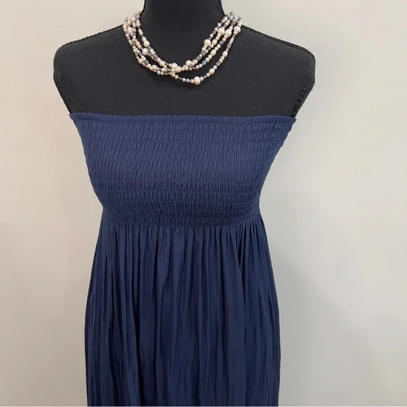 Lilly Pulitzer Navy Blue Strapless Silk Finish Maxi Dress Size Small - Picture 12 of 16